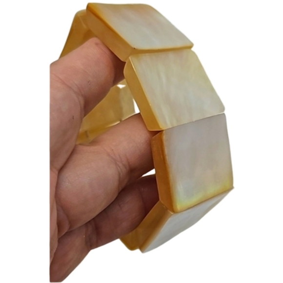 Vintage Laminated Celluloid Layered Link Stretch Bracelet - Picture 4 of 12